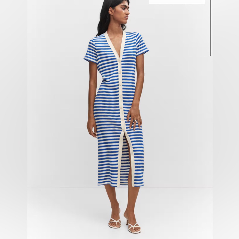 Size XS Striped Midi Dress by Mango